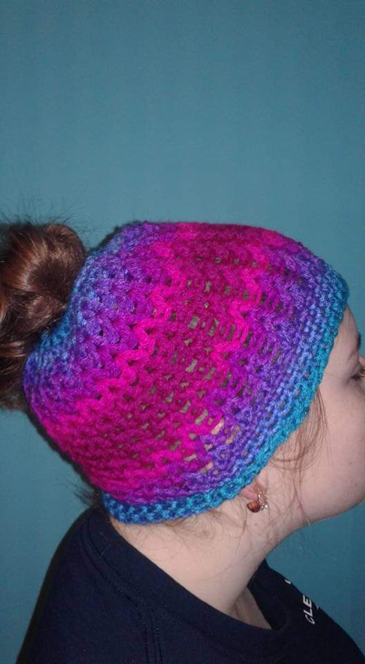 Crochet Messy Bun or Ponytail Hat